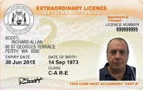 Extraordinary Licence Western Australia, Western Australia Drivers licence