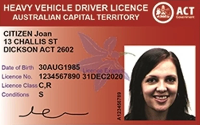 Heavy Vehicle Drivers Licence Capital Territory Australia