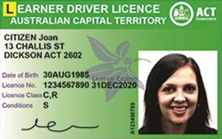 Learners Drivers Licence Capital Territory Australia