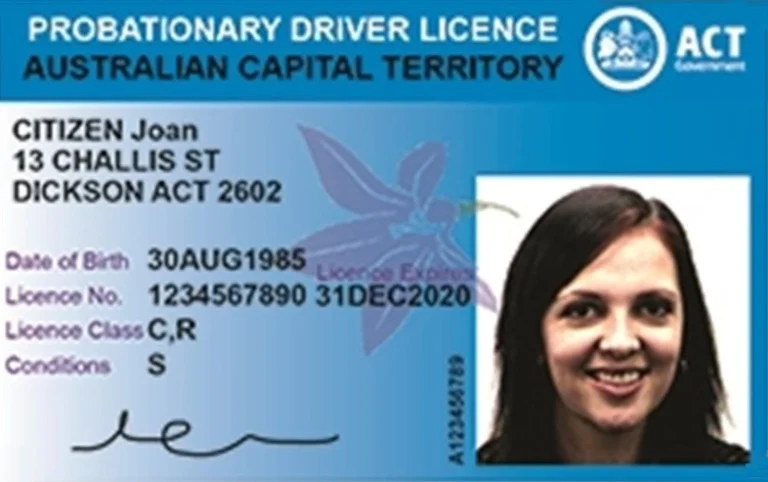 Probationary Drivers Licence Captial Territory Australia